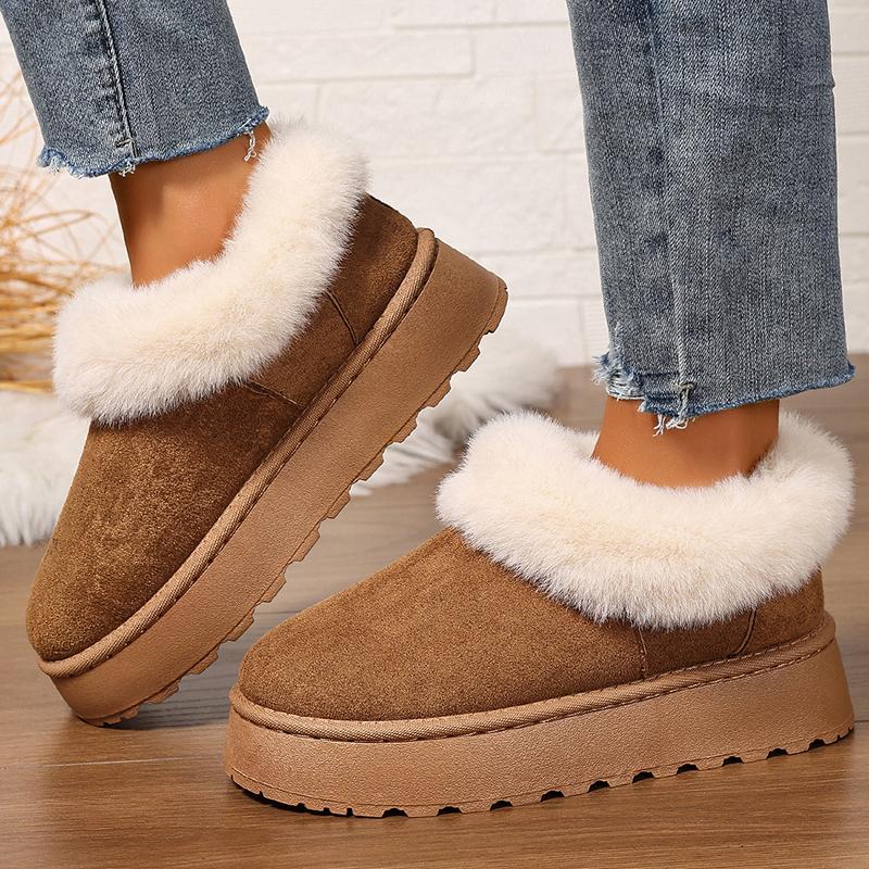 Fashion Fluffy Furry Platform Snow Boots Woman 2025 Thicken Plush Warm Winter Ankle Boots for Women Non Slip Thick Sole Cotton Shoes