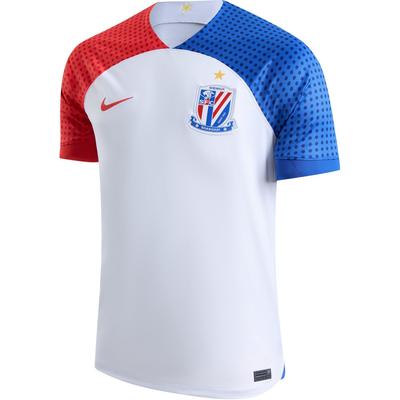 Dri-Fit Shanghai Shenhua Away Fan Edition Spliced Outdoor Casual Sports Pullover Short Sleeve Football Shirt Men Tops White HF7188-100