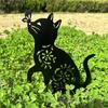 1/2Pcs Metal Cat Garden Decors Black Cat Silhouettes Outdoor Cat Stakes