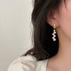 Baroque Special-shaped Freshwater Pearl Earrings Women's Fashion Temperament Elegant Long Petal Pearl Fringed Stud Earrings
