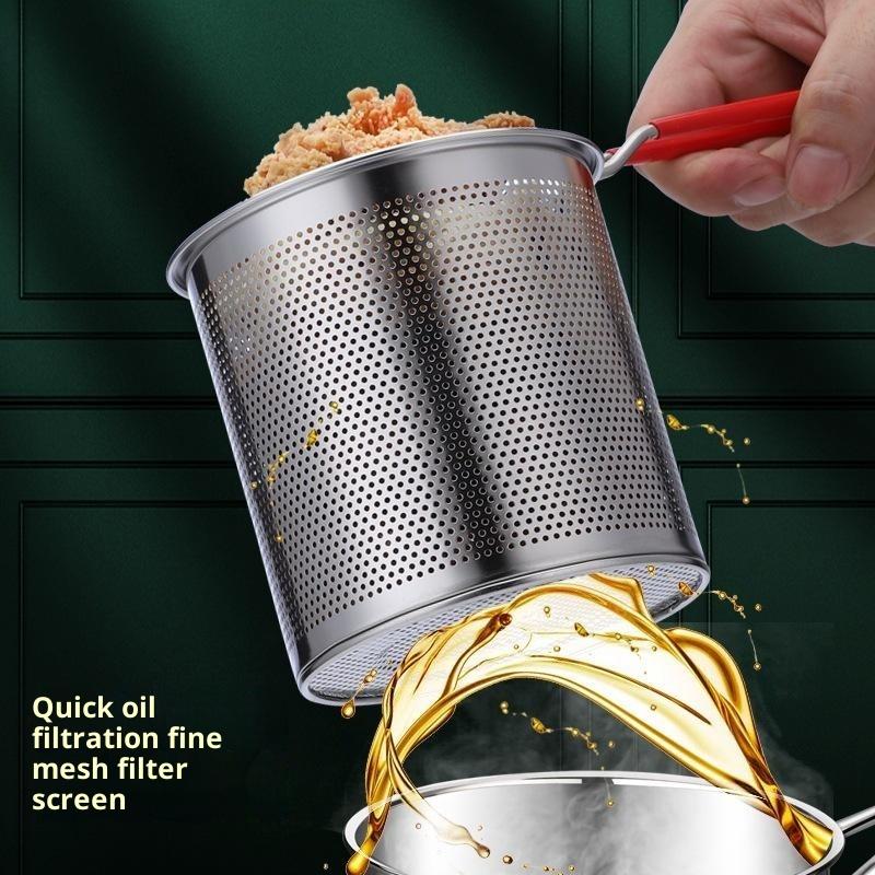 Stainless Steel Deep Fryer With Frying Basket Multifunctional Small Kitchen Pot For Frying Chicken And Other Cooking Tools