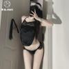 Sex Lingerie Sexy Retro Lace Seduction Belly Pocket Passion Open Crotch Lace-up Uniform Suit