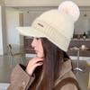 Knitted Winter Baseball Cap Windproof Brimmed Windproof Hat Thermal Knit Visor Beanie  Girls