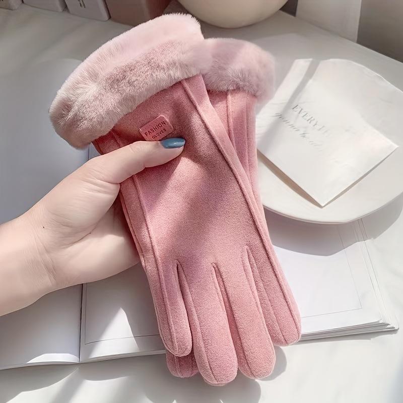 Women Touch Screen Gloves Fashion Mittens Autumn Winter Warm Thin Cashmere Solid Cycling Drive Suede Fabric Elegant Windproof