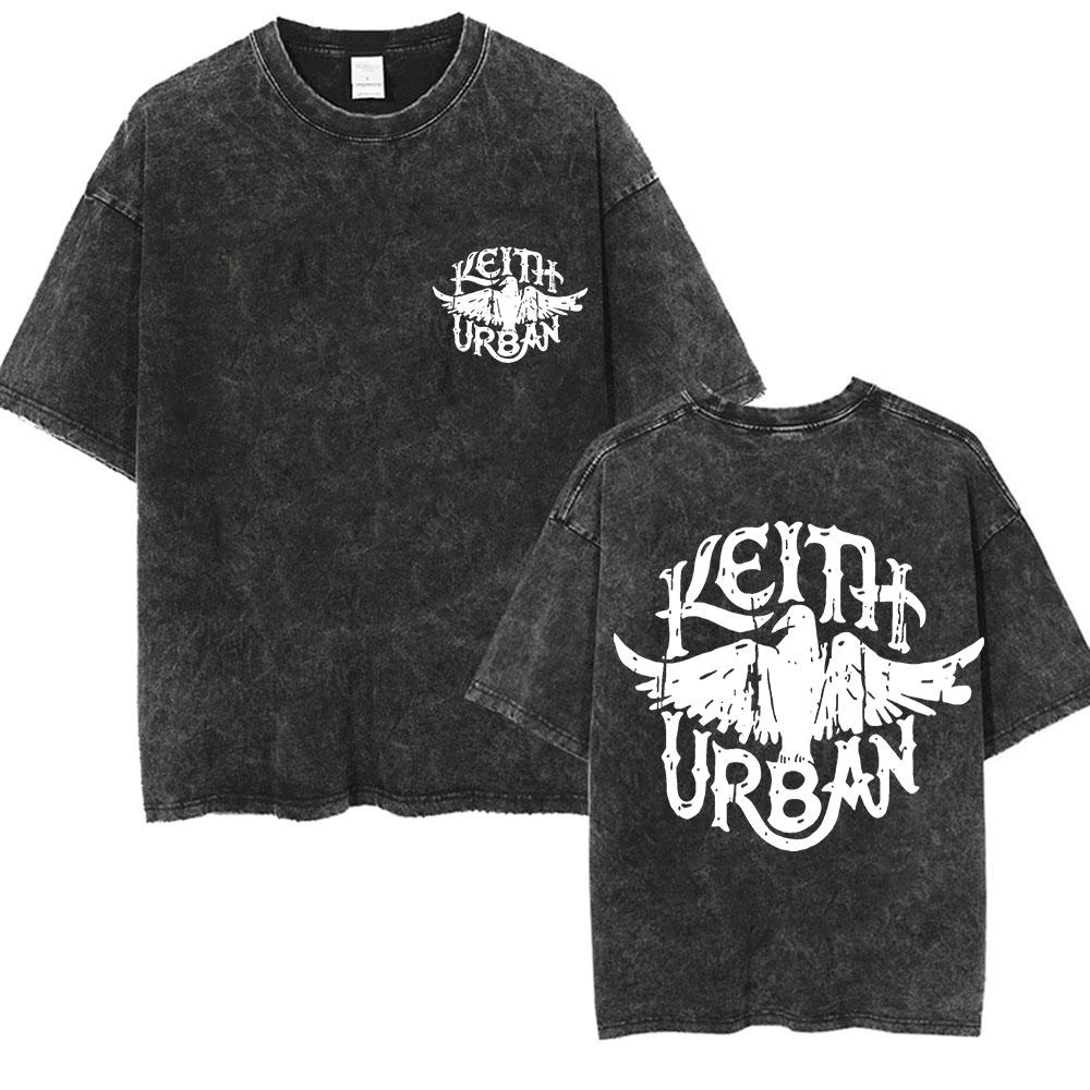 Vintage Keith Urban Logo Washed T Shirt Mens Fashion Gothic Short Sleeve Tshirts Unisex Loose Clothing Oversized Tshirt