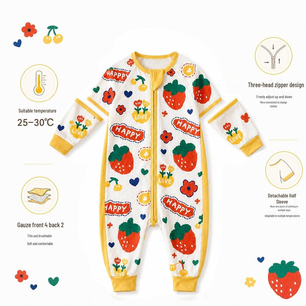 Bamboo Cotton Baby Sleeper: Split-Leg, Lightweight, Anti-Kick, All-Season Pajamas