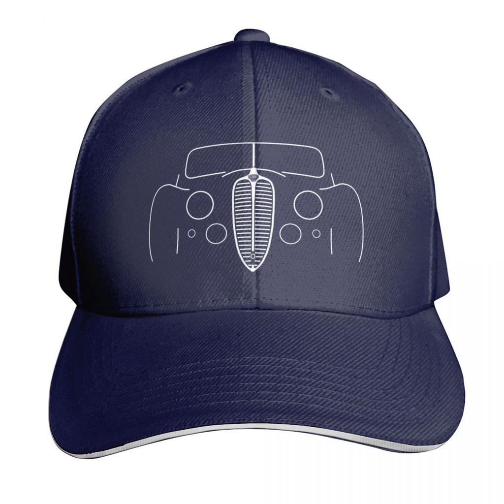 Delahaye s classic car white outline graphic Baseball Cap hard hat Unisex hat black Sunscreen Unisex Womens
