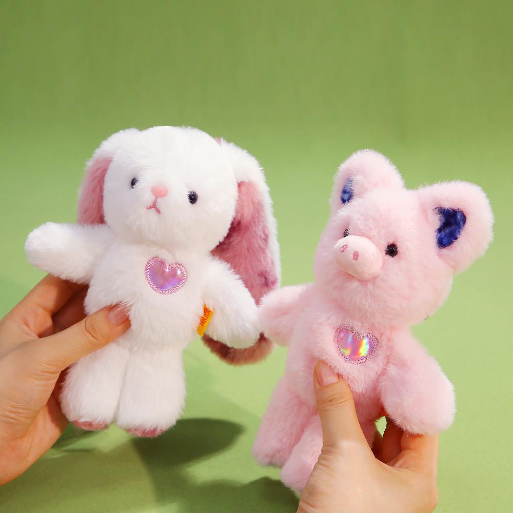 Chaveiro de Animal de Pelúcia Curta Com Coelho e Porco Fofos em Pé Para Presentes e Decoração