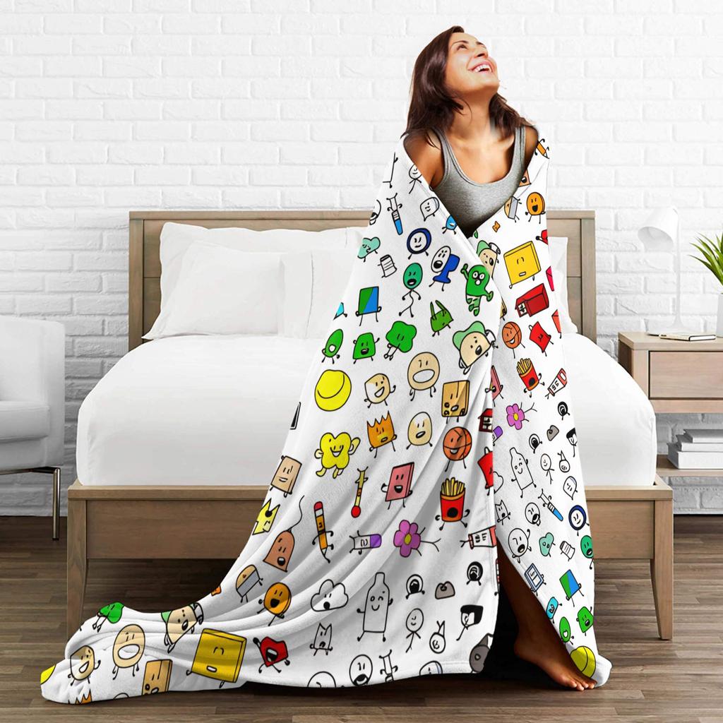 Super Soft Blanket Camping BFDI All Characters Throw Blanket BFDI Flannel Bedspread For Bedroom Pattern Sofa Bed Cover