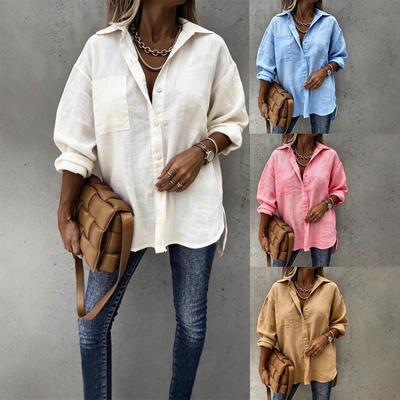 2025 New Women's Casual Lapel Long Sleeve Regular Cardigan Multicolor Women's Tops Shirt