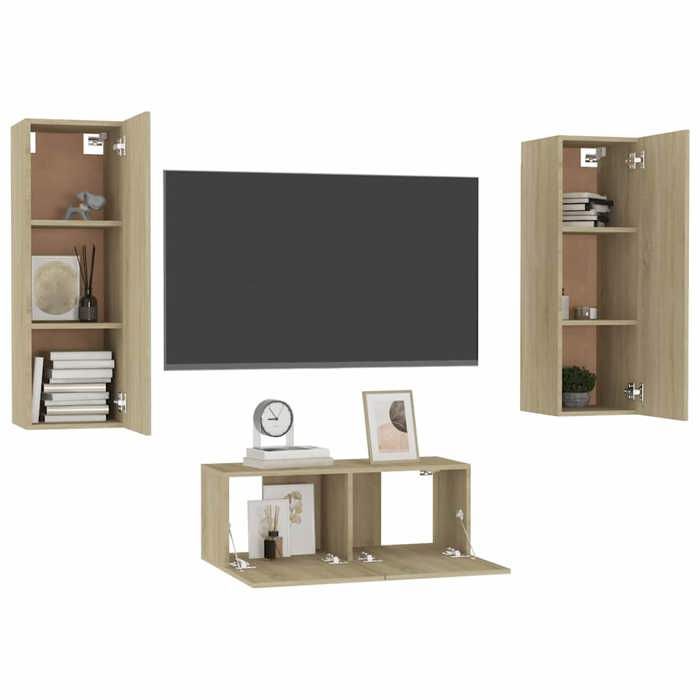 Maison Exclusive - Ensemble de meubles TV 3 pcs Chêne sonoma Bois d'ingénierie