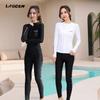 Damen UV-Schutz Zweiteiliges Rash Guard Set Mit Reißverschluss Lange Hosen Tauchen Schwimmen Outdoor-Aktivitäten