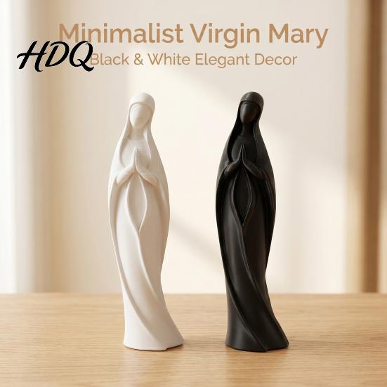 Prayer Room Ornament Praying Virgin Mary Statue Minimalist Blessed Sculpture Spiritual Office Desk Decor Religious Figurine for Home Altar Desktop