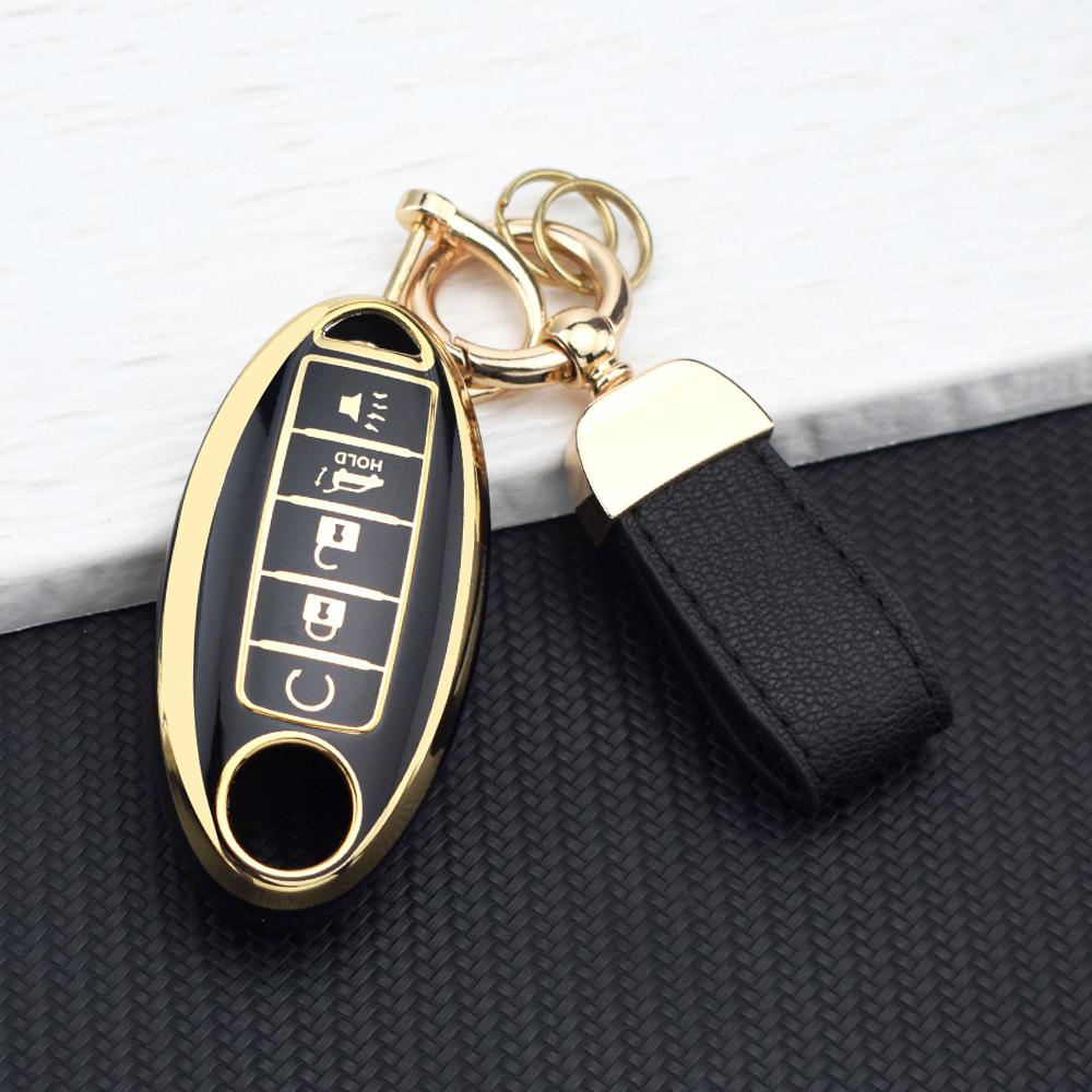 TPU Car Key Case For Nissan Qashqai J10 J11 X-Trail T32 T31 Kicks Pathfinder Tiida Juke Note 5 Buttons Key Cover Key Chain