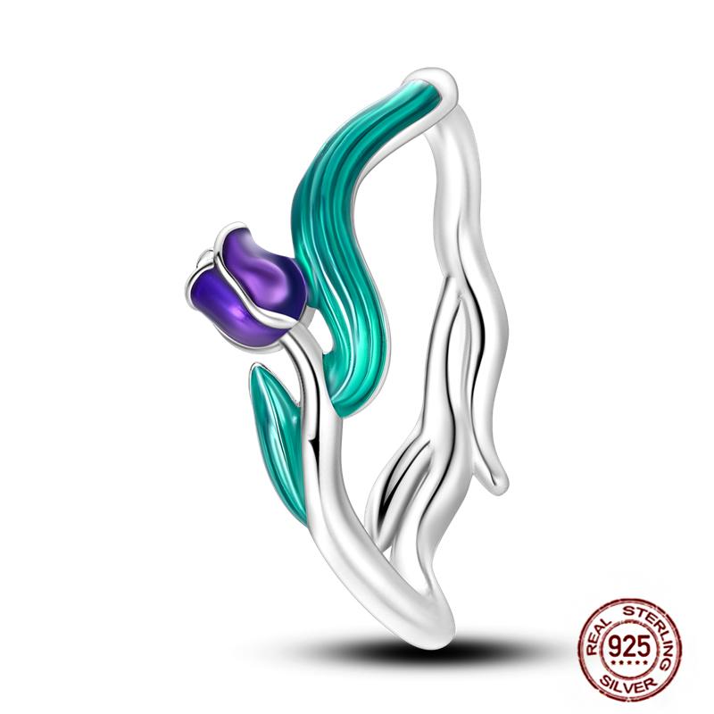 Luminous Firefly 925 Silver Ring Sparkling Rainbow Color Heart Wishbone Flower Original Rings For Women Wedding Jewelry