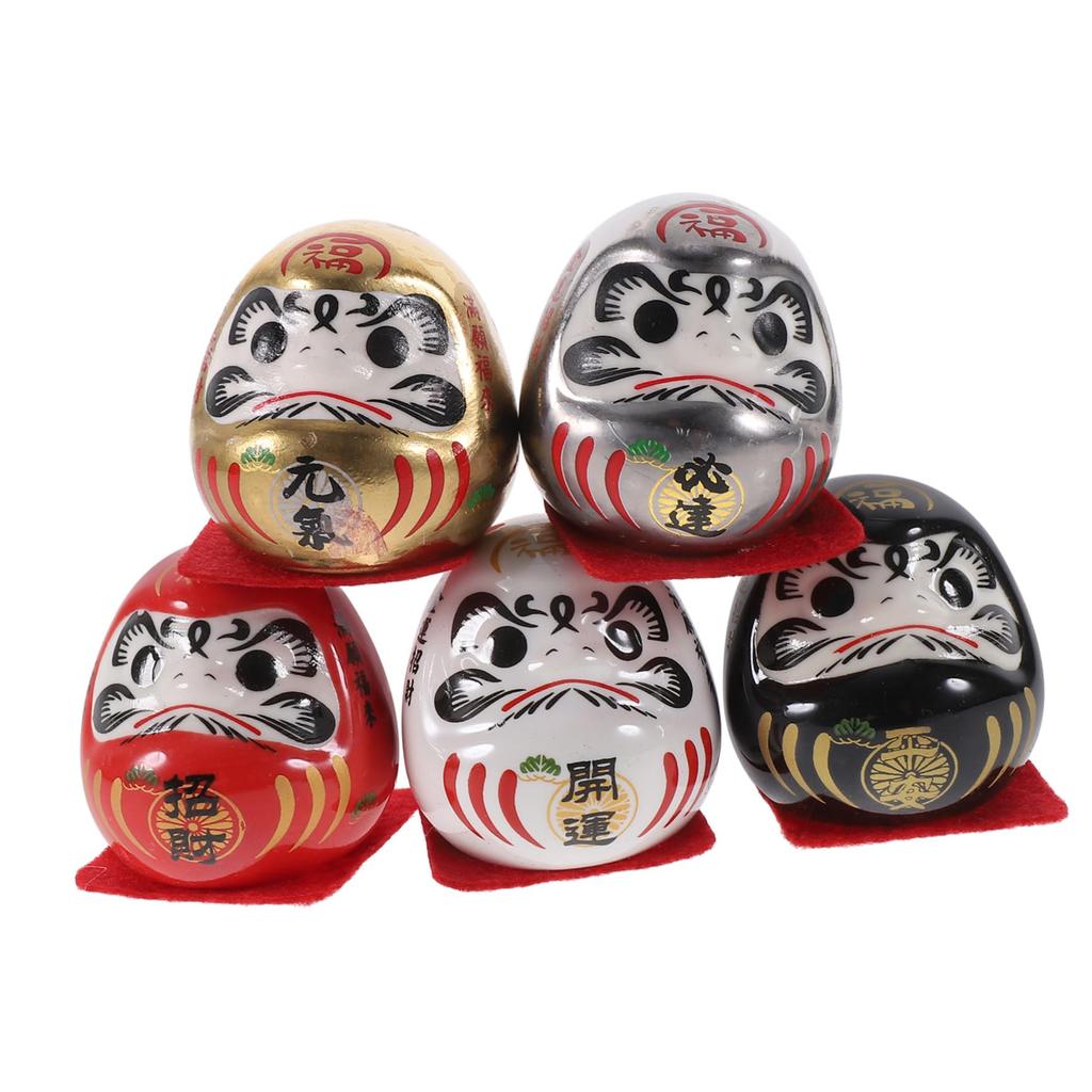 Holibanna 1 Set Daruma Daruma Lucky Red Daruma Wealth Daruma Mini Small Japanese Bronze Ceramic Eggs, Figurines, Daruma, Ornament, Statue, Tumbler,