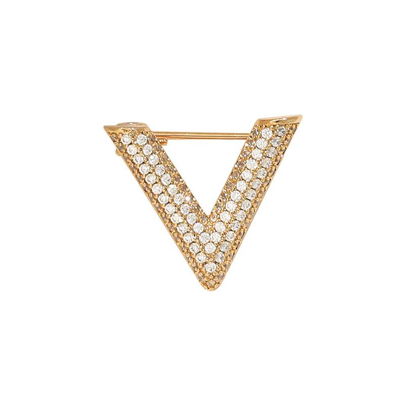 V-shaped Rhinestone Small Brooch Women's Summer Anti-exposure Buckle To Secure Clothes Exquisite Corsage Personalized Brooch