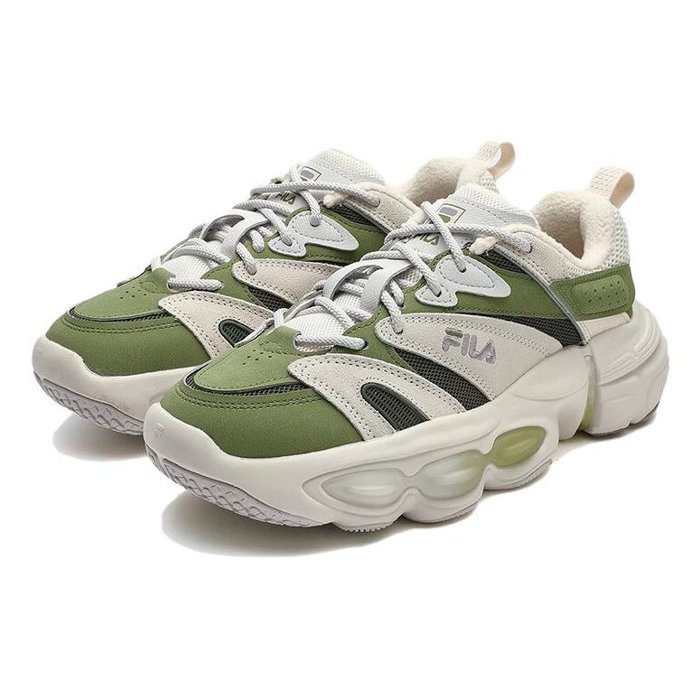 Fila Comfortable Fleece Shock Absorbing Wear Resistant Low Top Dad Shoes Women Sneaker White Green F12W342119FJL