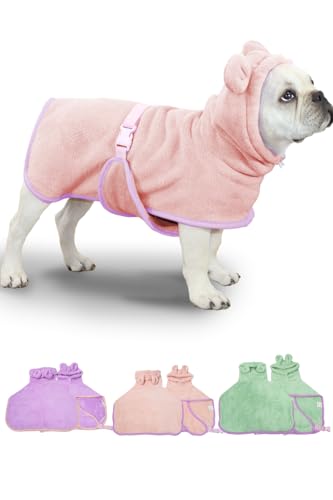 

Cute Dog Towel with Ears, Super Absorbent, Dryer-Friendly, Quick-Drying, Bath Towel, Body Wiper, with Belt, for Cats and Cats, Dog Bath Towel