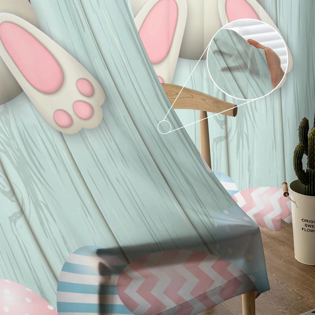 Ostern Vorhang Ei Bunny Schwanz Tüll Vorhänge für Wohnzimmer Schlafzimmer Voile Sheer Vorhang Fenster Wohnkultur Vorhänge