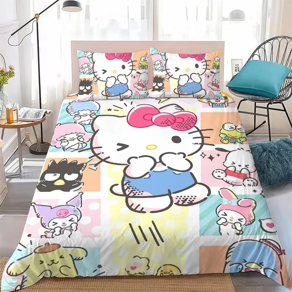 Cute Duvet Cover Set H-Hello Kittys Bedding Set Kids Boy Girl Bedroom Decoration Student Dormitory Home Style 2/3piece set
