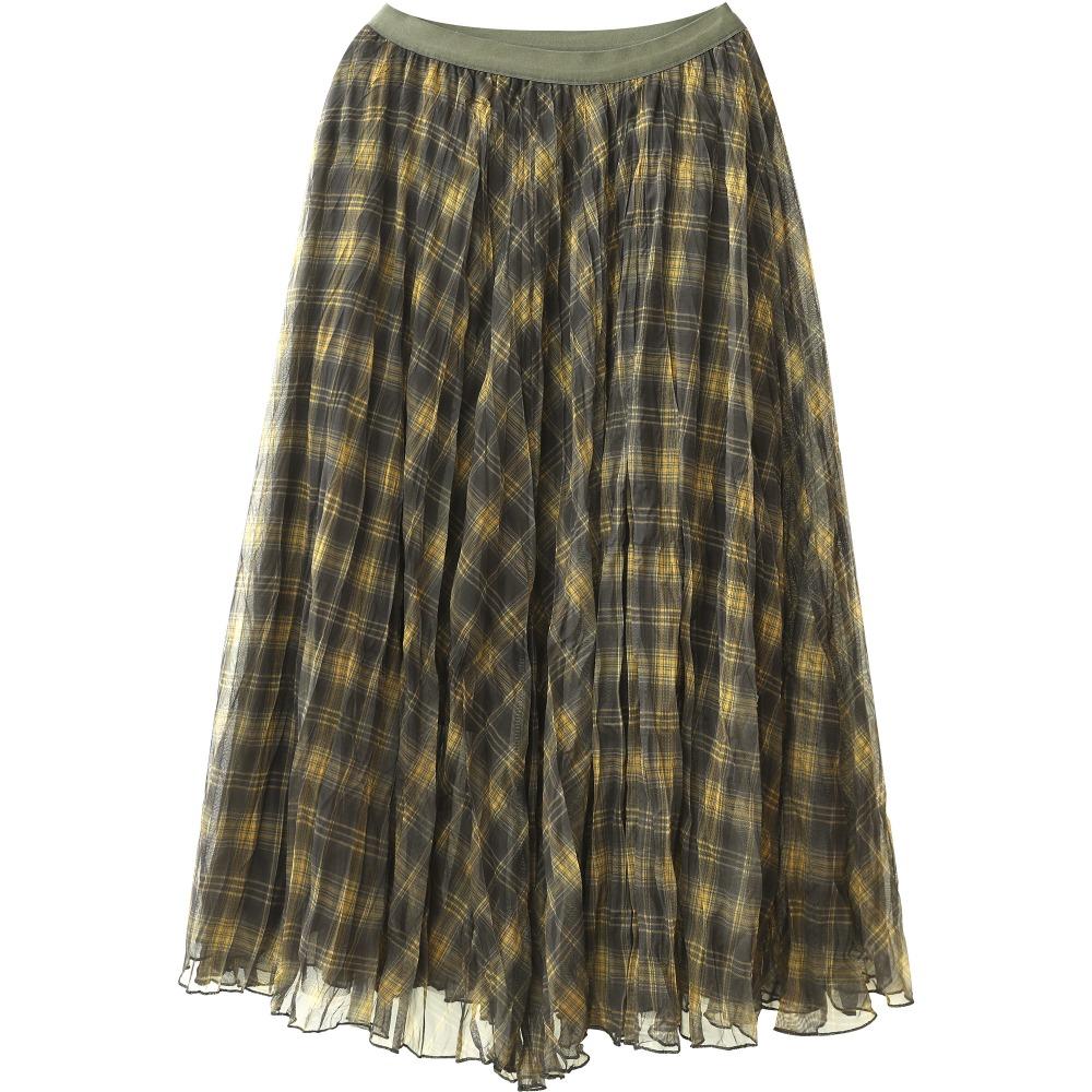 Dimanaf 2025 Autumn Women New Skirts Plaid Loose Elastic Waist Pleated Elegant Long Skirts Red