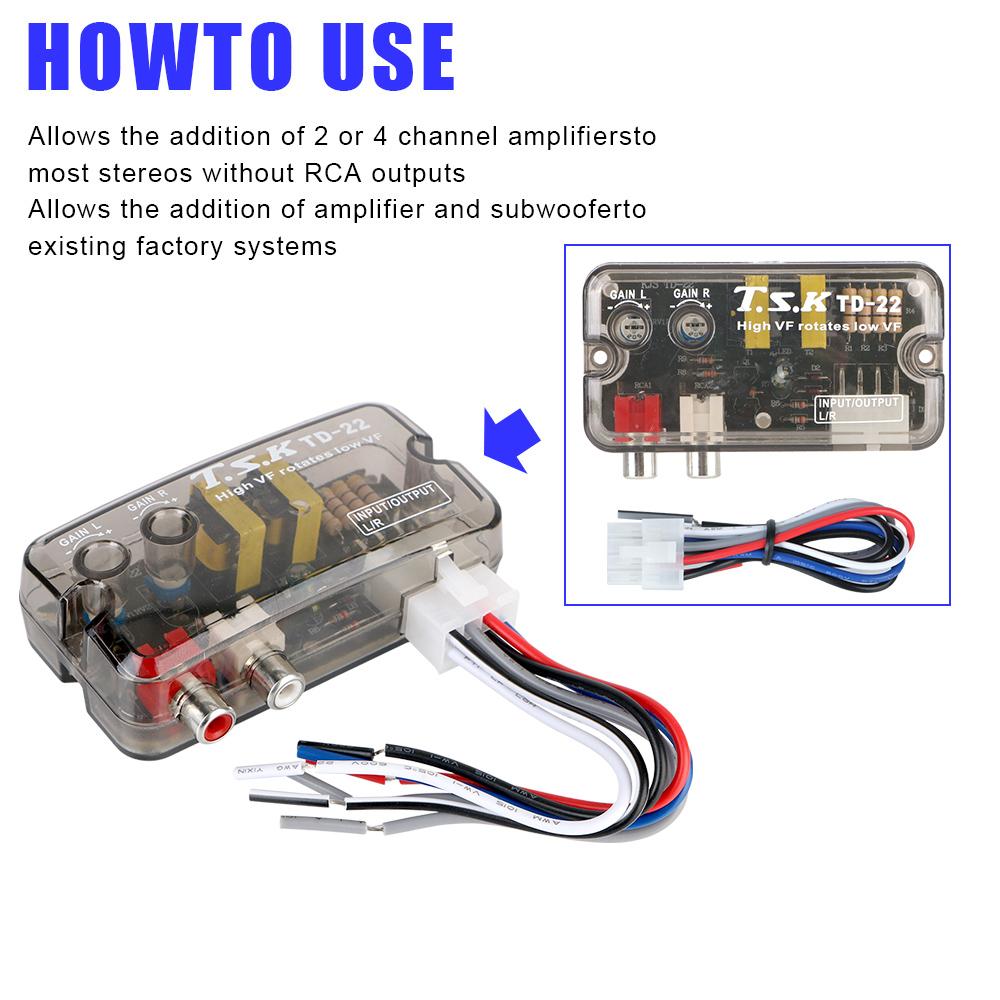 12V Converter Adapter Adjustable Frequency Line Car Subwoofer Stero Radio Converters Auto Car Audio Converter RCA Stereo Radio Accessories 4