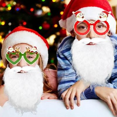 Funny Santa Beard Costume Fake White Beard Christmas Santa Claus Cosplay Accessories for Kids Adults Xmas Party Supplies