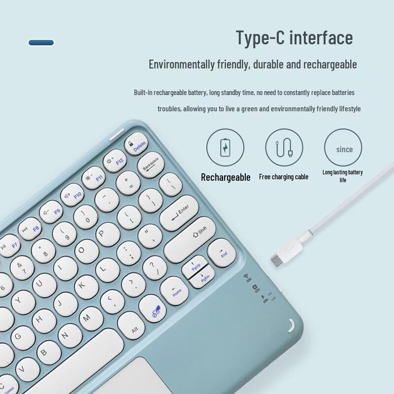 OLOEY Portable Wireless Bluetooth Keyboard with Round Keycaps