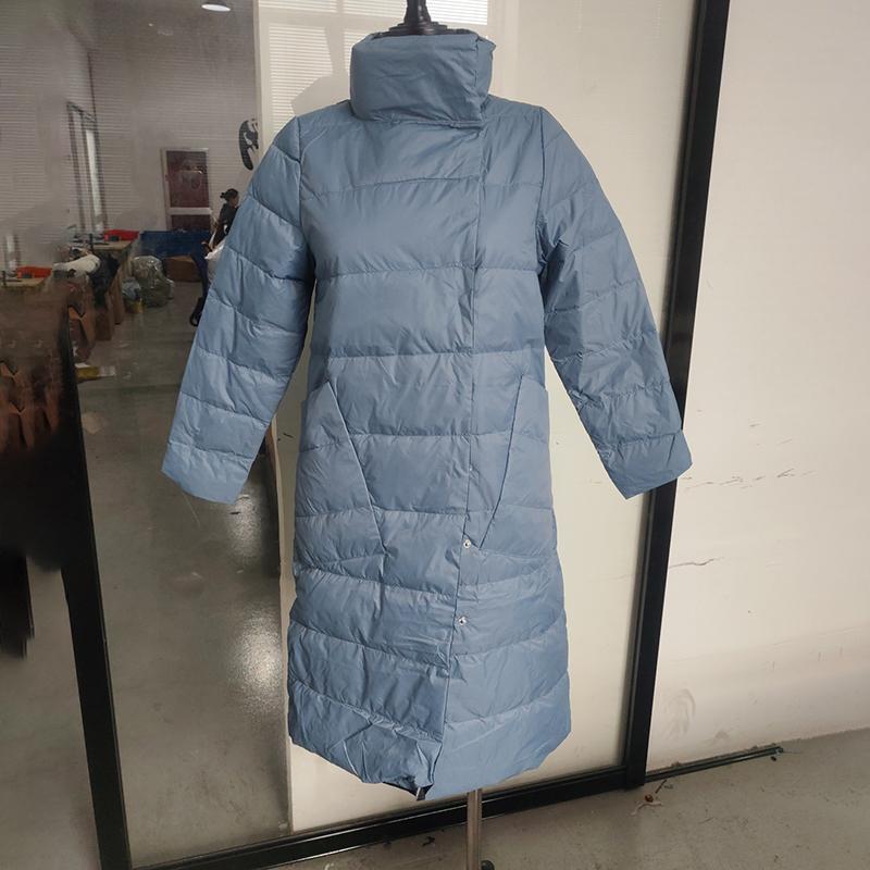 Winter Damen Lange Dicke Entendaunenjacke Warme Lose Stehkragen Doppelseitiger Mantel Zweireiher Parka Outwear