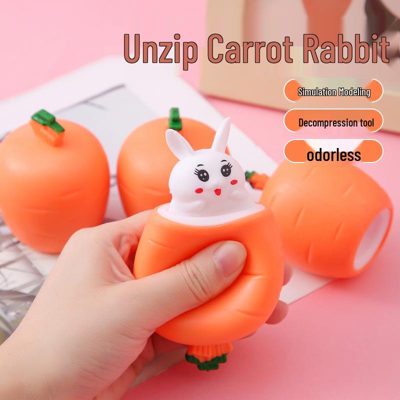 

TikTok-Inspired Carrot Rabbit Squeeze Cup Toy for Small Animals