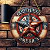 American Flag Round Metal Wall Poster Patriotic Home Decor