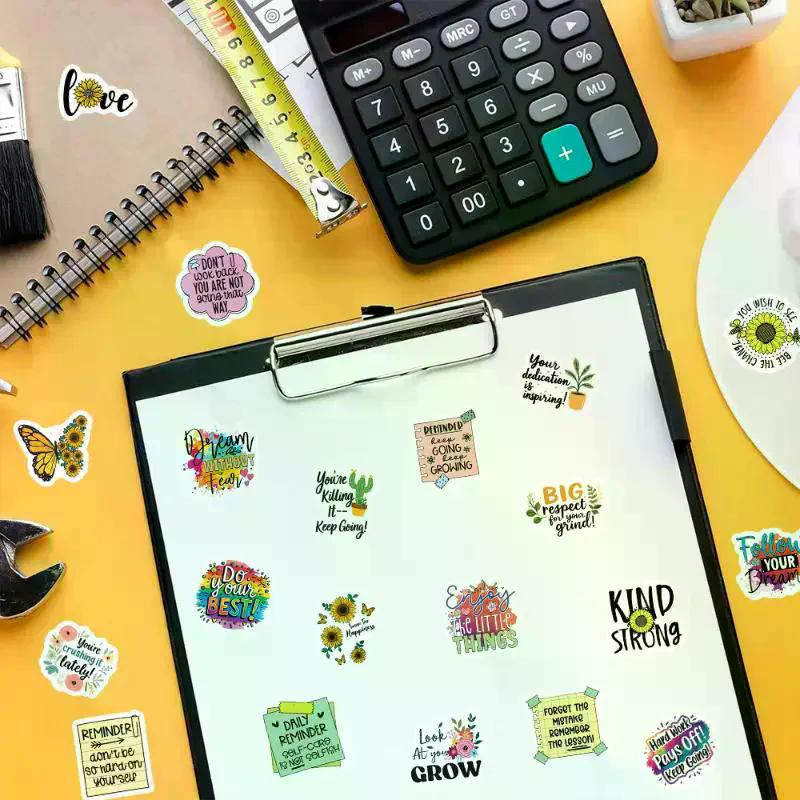 500PCS Inspirational English Roll Stickers Personalize Cute Reward Decoration Laptop Student Stationery Decals