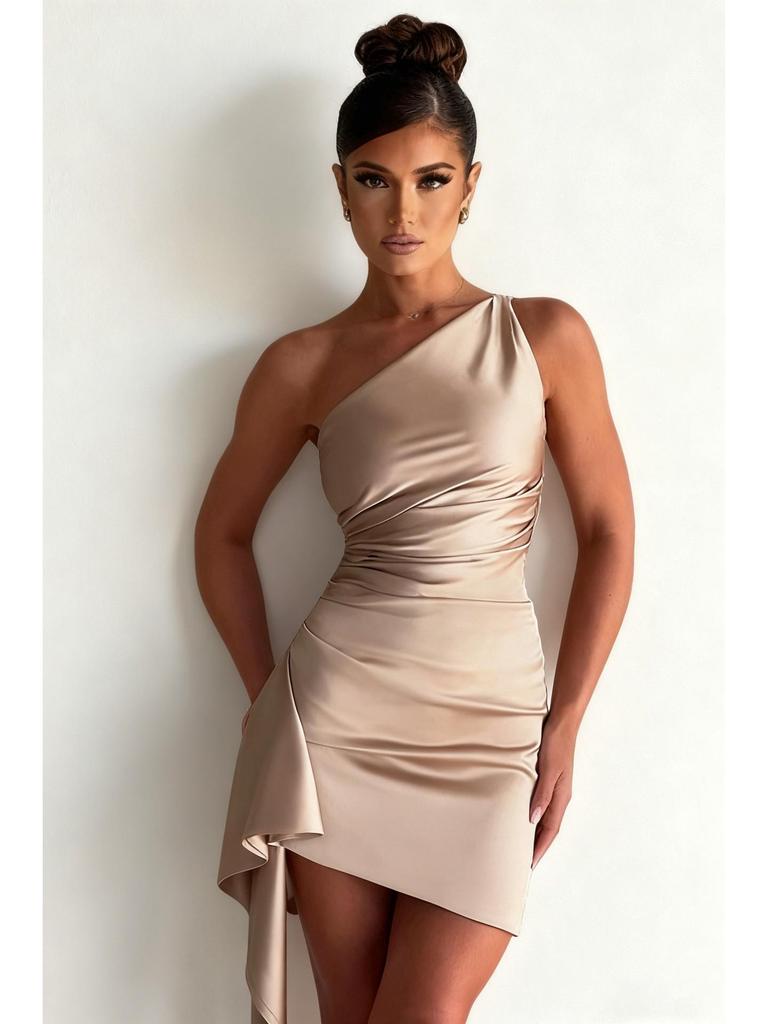 European American Women's Sexy One-Shoulder Slim-Fit Summer Dress