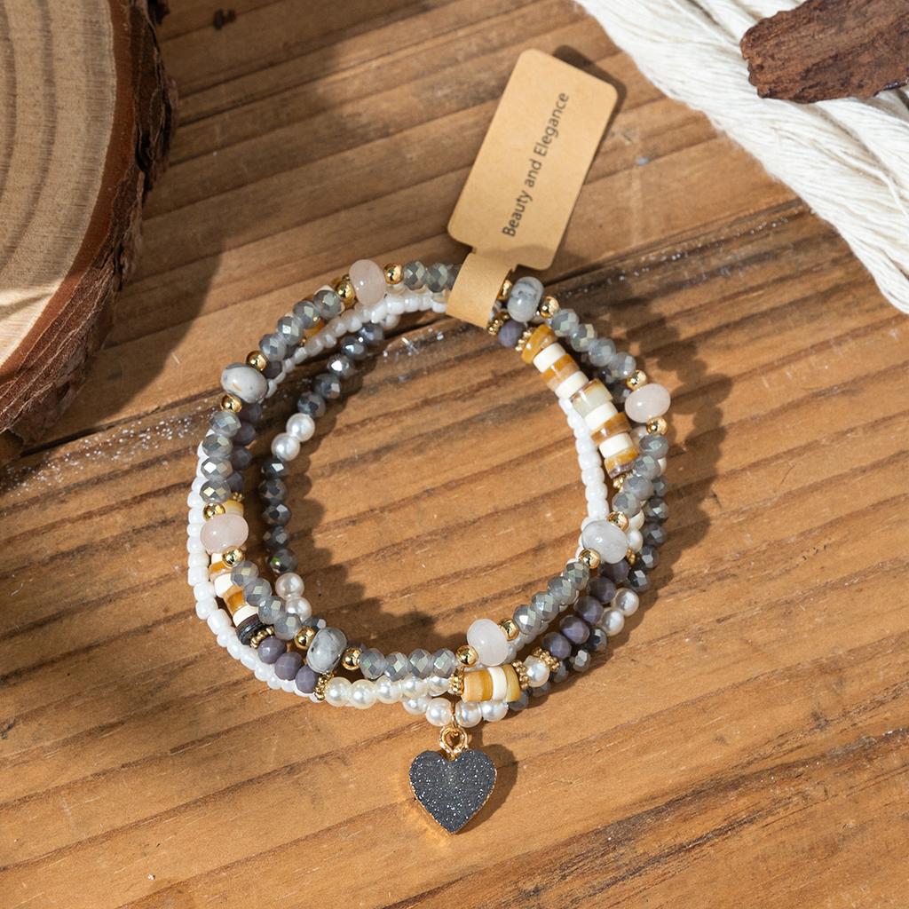 Boho Perlenarmband Instagram-inspiriert Nischenstil Farbblock-Stapelarmband-Set