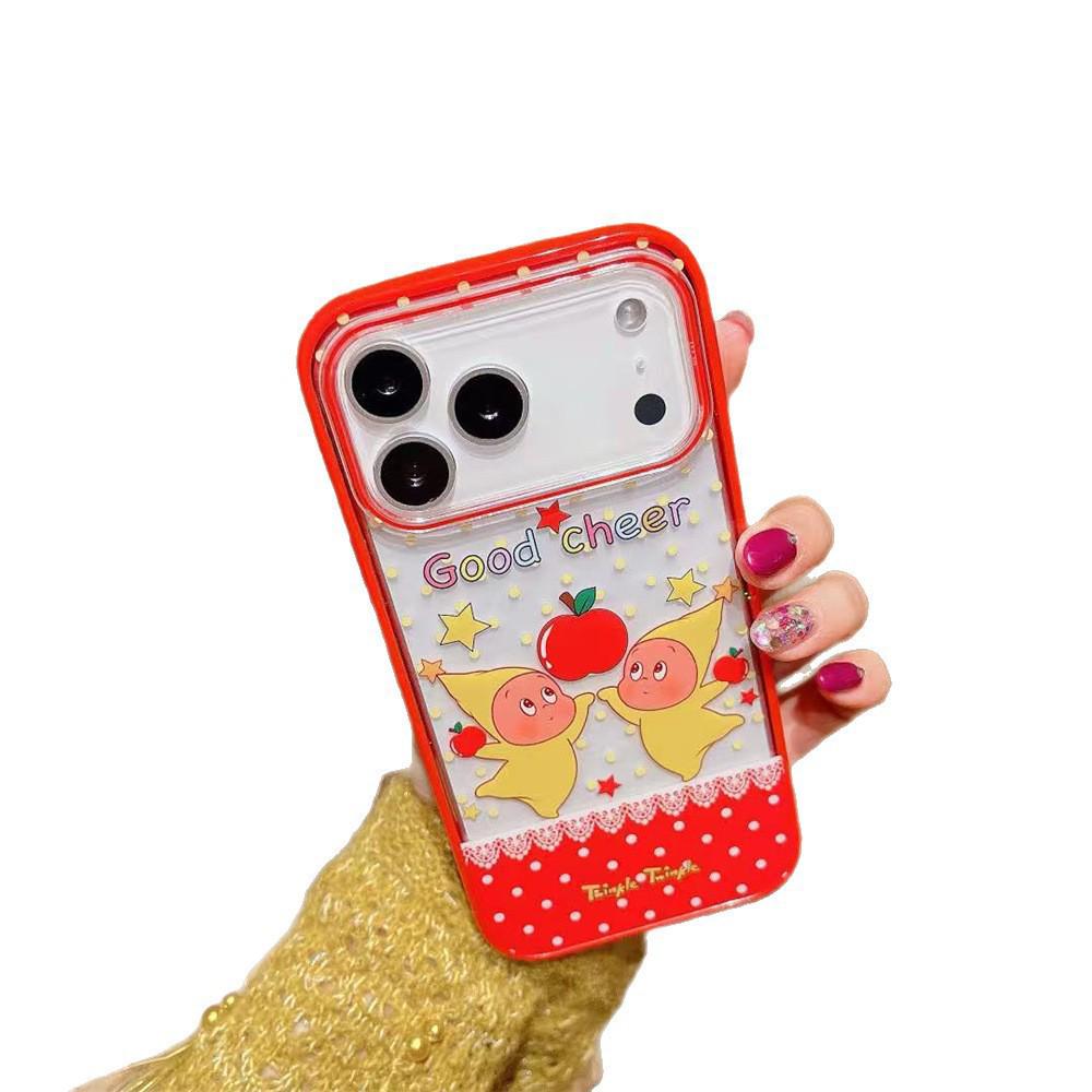 iPhone 17/16 Pro Max Cartoon Red Star Anti-fall Phone Case for Apple 15/14