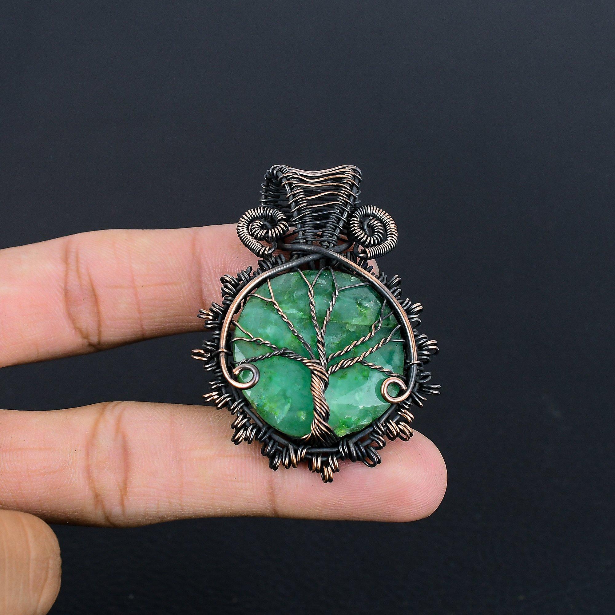 

Изумрудная подвеска, Подвеска из медной проволоки 999 пробы, Ювелирные изделия с драгоценными камнями, Подвеска ручной работы, Потрясающие украшения, Подарок для нее 2.25 Inches