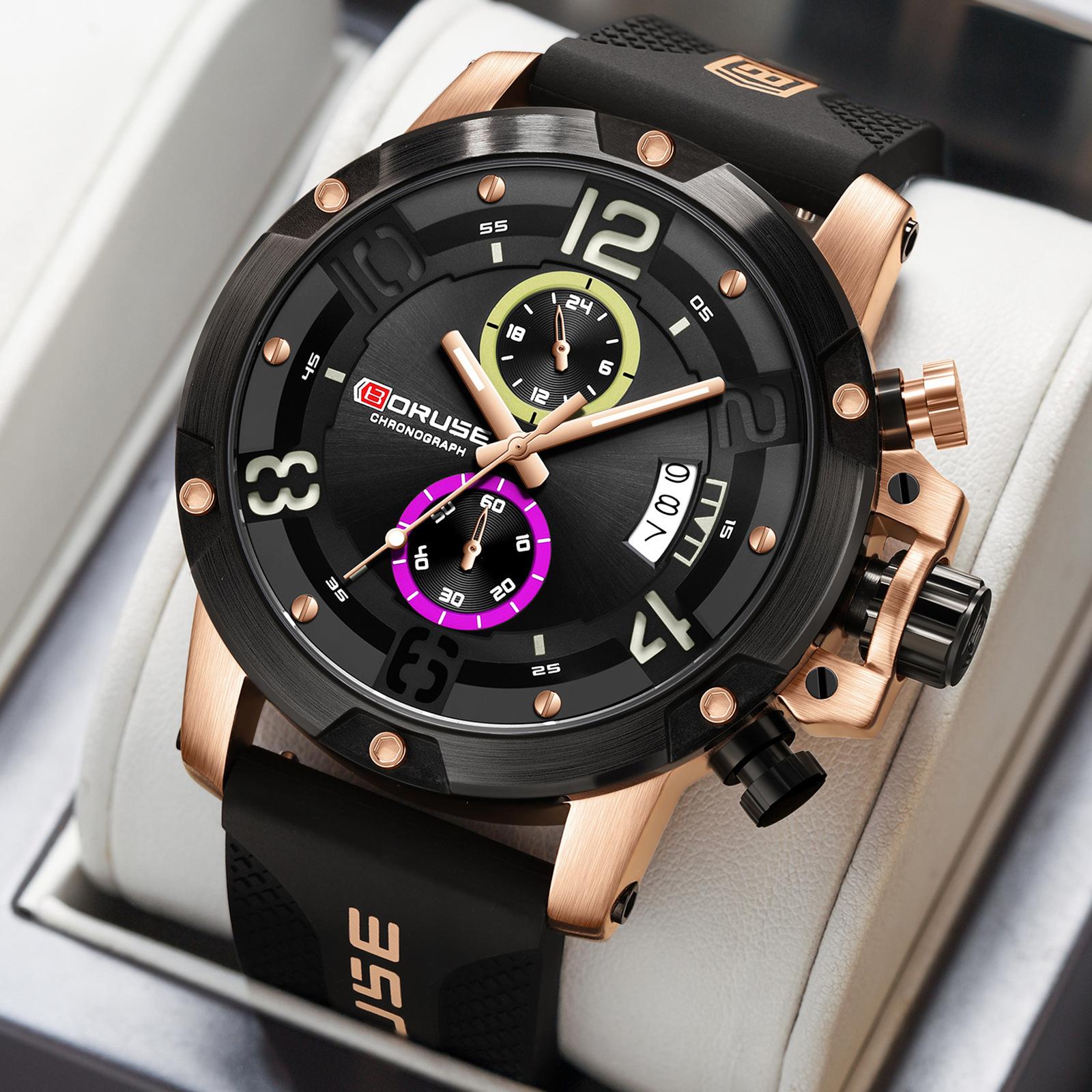 Boruse Silicone Strap Men S Watch Fashion Waterproof Luminous Calendar Quartz Watch Popular