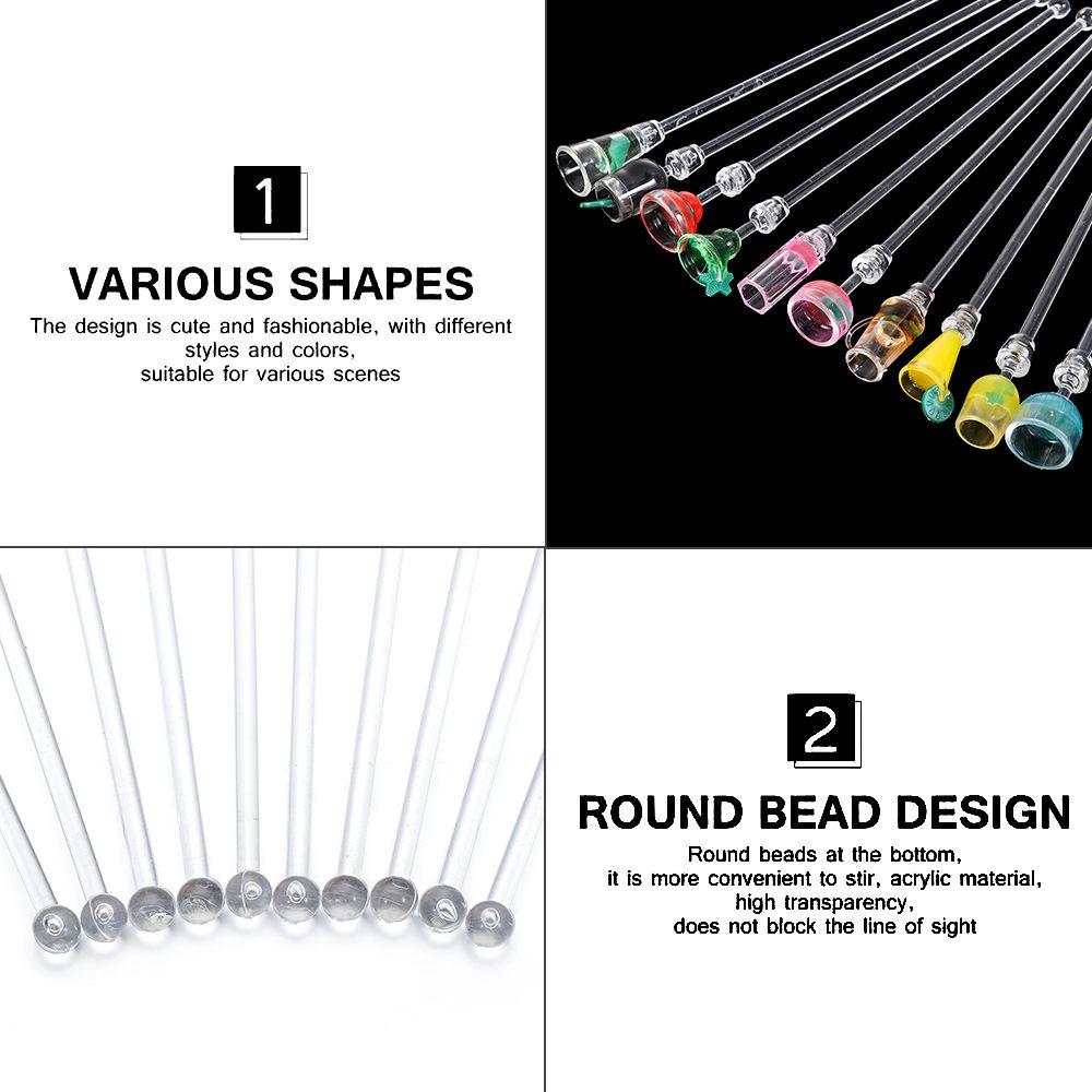 10Pcs/Set Party Acrylic Bar Tool Mixing Sticks Drink Stirrers Stirring Sticks Cocktail