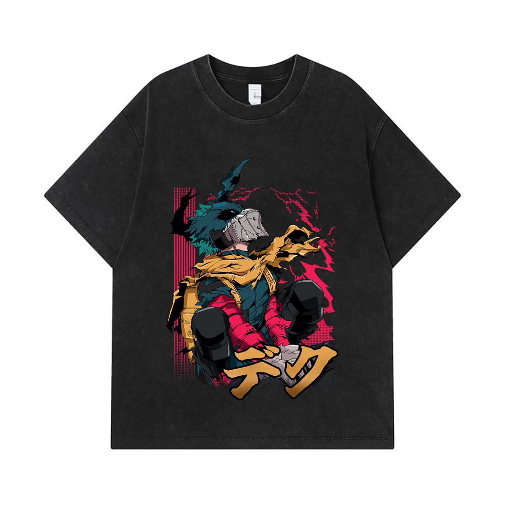 275 GSM Washed T-shirts 100% Cotton My Hero Academia V16 Deku Print Unisex Heavy Cotton T Shirt