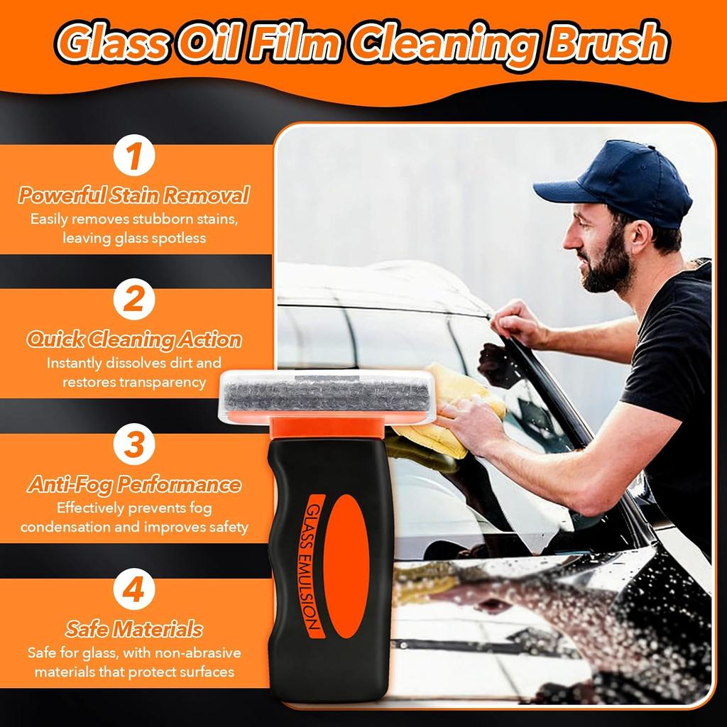 Lollyx Glass Emulsion Cleaner Oil Film Cleaning Brush | Removes Oil Film & Smudges, Anti-Rain and Anti-Fog, Windshield Cleaner for Clear Driving