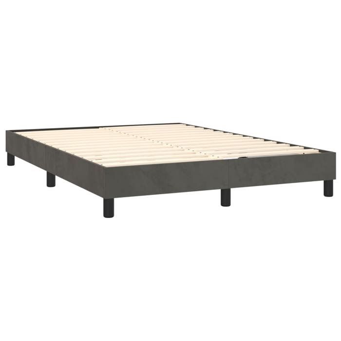 Sommier et matelas - Maison Exclusive - 140x200cm - Velours gris foncé - Tête de lit réglable