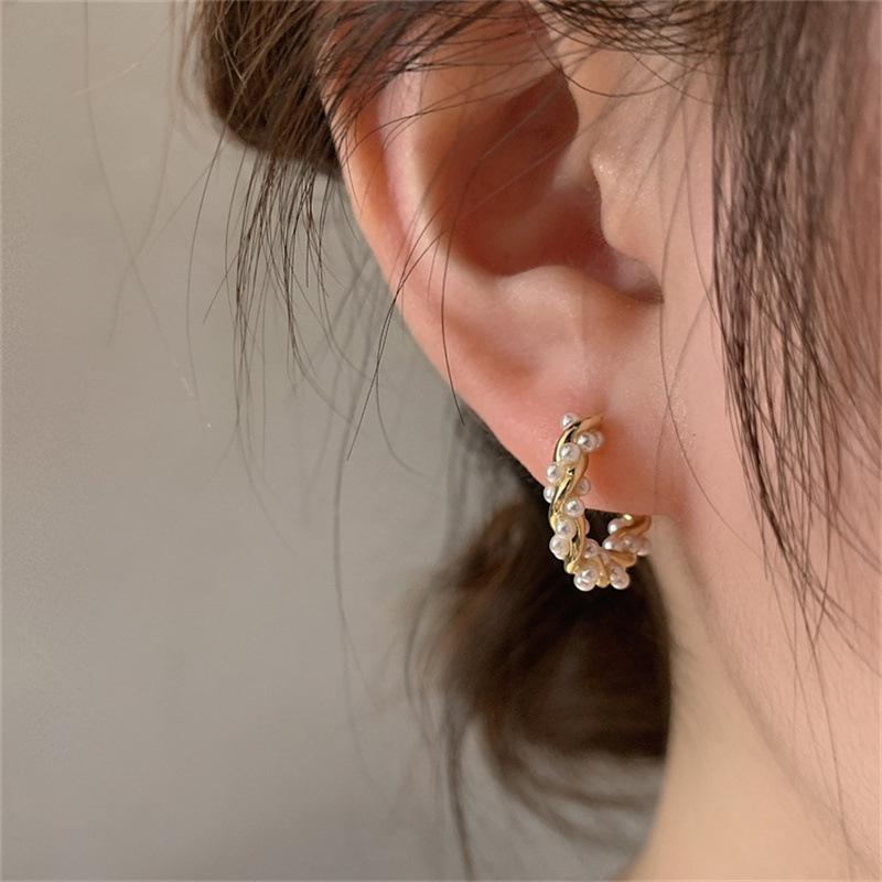 2024 New French Elegant Gold Color Imitation Zircon Earrings for Korean Fashion Zircon Party Women's Sweet Accessories