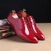 Men's Business Banquet Shiny Leather Shoes Leather Shoes Pointed Lace Fashion Shoes