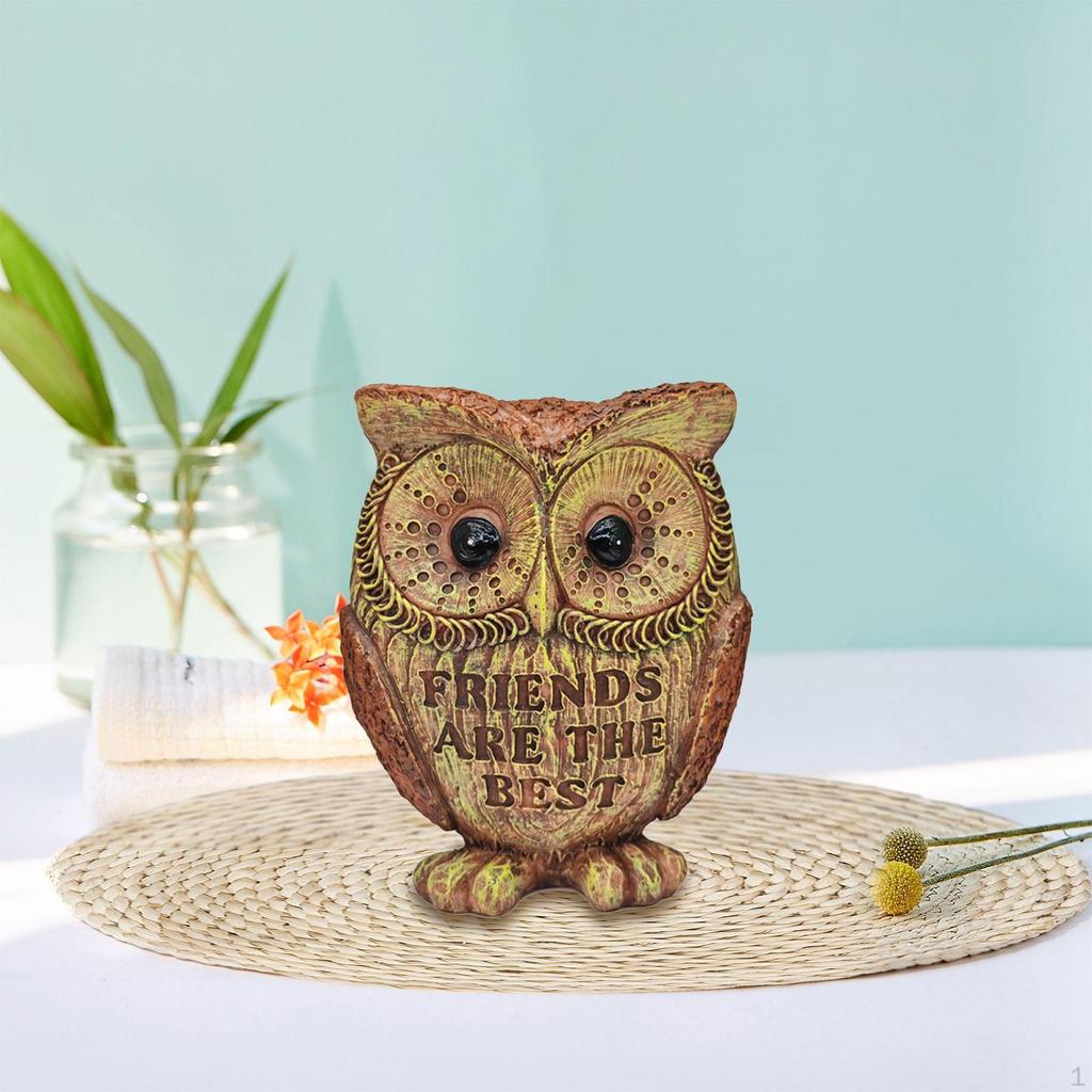 Owl Figurine Animal Sculpture Decorative Statue Tabletop Ornament for Bookshelf Office