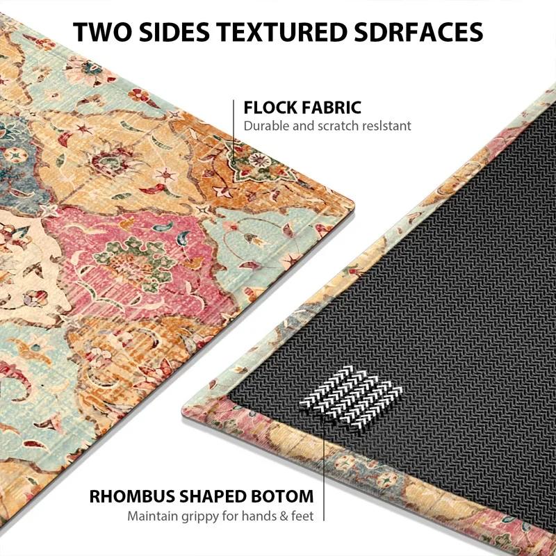 Bamboo Cotton Retro Kitchen Floor Mat Absorbs Water and Oil and Scrubbing Long Kitchen Rug Wear-resistant Non-slip Door Mat