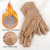 1 Pair Winter Cycling Gloves for Women Men Solid Color Touch Screen Five Finger Gloves Plush Lining Skiing Gloves