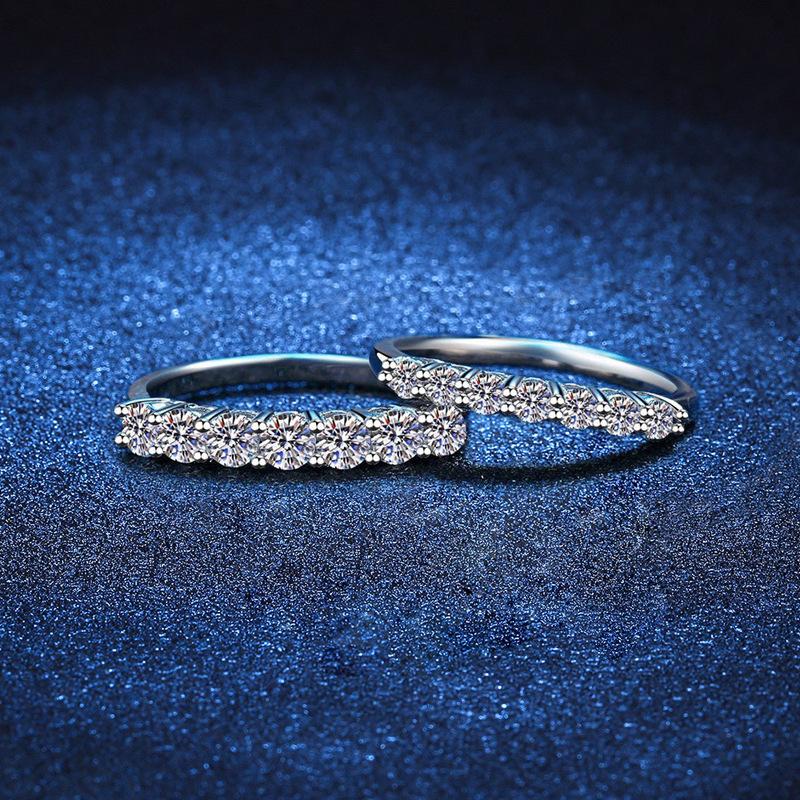 Imitation Moissanite Row Diamond Organ Ring, Female Stacked Wearing Simple Fashion Tail Ring, Live Adjustable Ring Jewelry