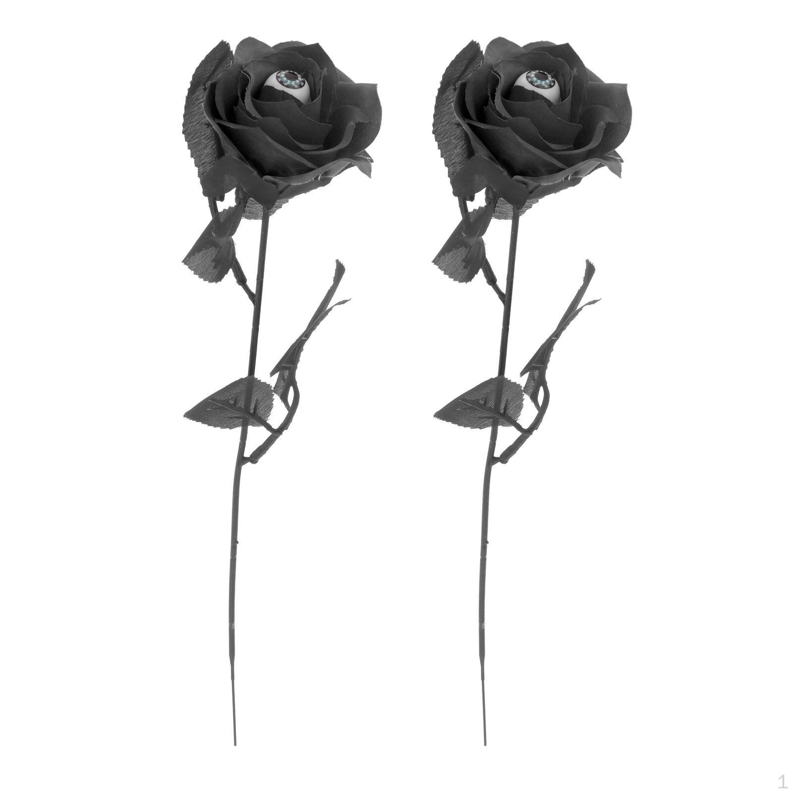 1 Pair Faux Rose with Eyeballs Halloween Eyeball Flowers Gothic Bushes for black