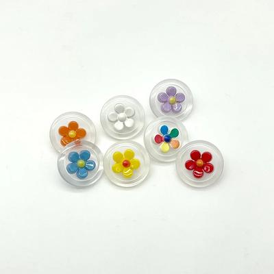 10 pezzi di bellissimi bottoni a forma di fiore, 18 mm, rotondi, trasparenti, in plastica, con gambo, accessori per cucire abbigliamento fai da te